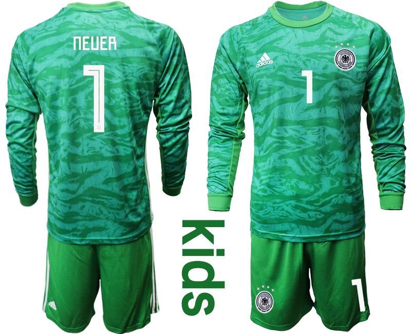 Youth 2019-2020 Season National Team Germany green goalkeeper long sleeve #1 Soccer Jersey->->Soccer Country Jersey